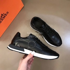 Hermes Cowhide Casual Sneakers For Men Black