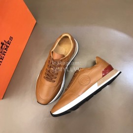 Hermes Cowhide Casual Sneakers For Men Brown