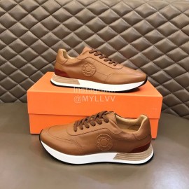 Hermes Cowhide Casual Sneakers For Men Brown