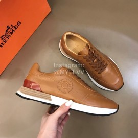 Hermes Cowhide Casual Sneakers For Men Brown