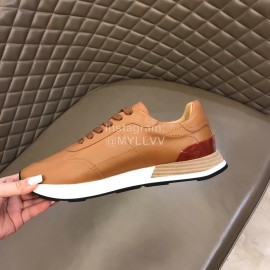 Hermes Cowhide Casual Sneakers For Men Brown