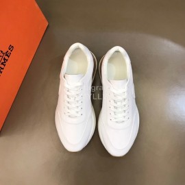 Hermes Cowhide Casual Sneakers For Men White
