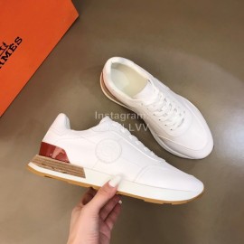 Hermes Cowhide Casual Sneakers For Men White