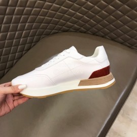 Hermes Cowhide Casual Sneakers For Men White