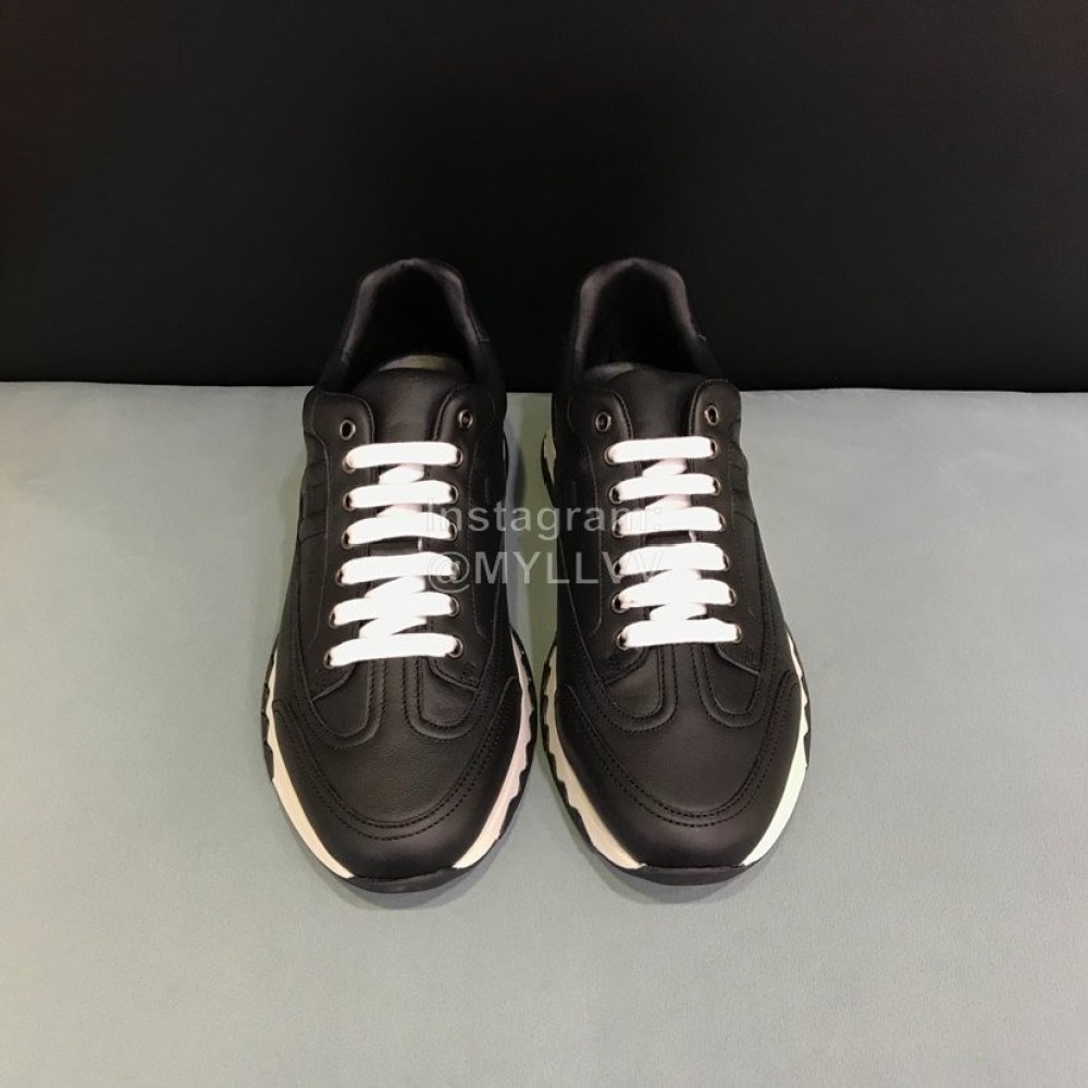 Hermes Calf Leather Casual Sneakers For Men Black