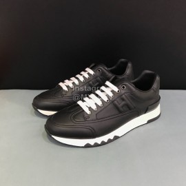 Hermes Calf Leather Casual Sneakers For Men Black