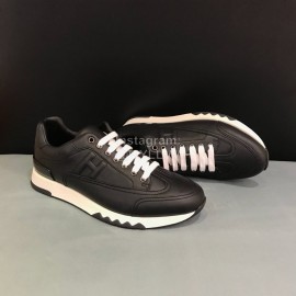 Hermes Calf Leather Casual Sneakers For Men Black