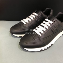 Hermes Calf Leather Casual Sneakers For Men Black