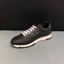 Hermes Calf Leather Casual Sneakers For Men Black