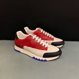 Hermes Calf Leather Casual Sneakers For Men Red