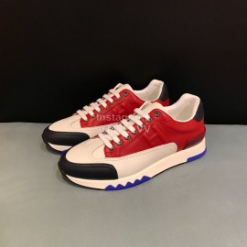 Hermes Calf Leather Casual Sneakers For Men Red