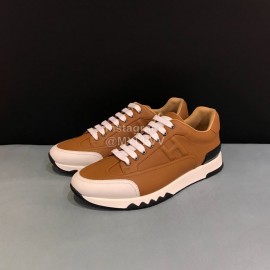 Hermes Calf Leather Casual Sneakers For Men Brown