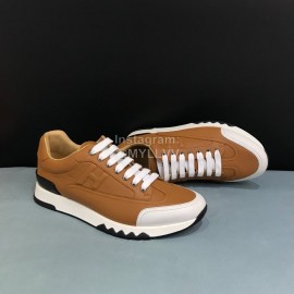 Hermes Calf Leather Casual Sneakers For Men Brown