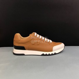 Hermes Calf Leather Casual Sneakers For Men Brown