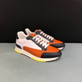 Hermes Calf Leather Casual Sneakers For Men Orange