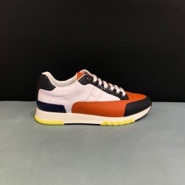 Hermes Calf Leather Casual Sneakers For Men Orange