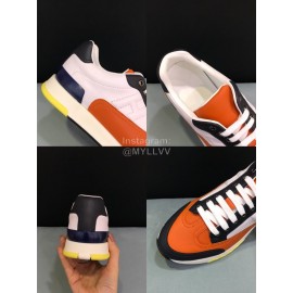 Hermes Calf Leather Casual Sneakers For Men Orange