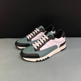 Hermes Calf Leather Casual Sneakers For Men Green