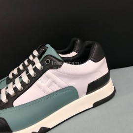 Hermes Calf Leather Casual Sneakers For Men Green