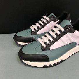 Hermes Calf Leather Casual Sneakers For Men Green