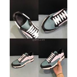 Hermes Calf Leather Casual Sneakers For Men Green