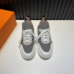 Hermes Cowhide Fabric Casual Sneakers For Men Gray