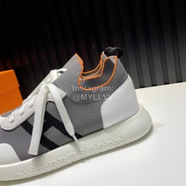 Hermes Cowhide Fabric Casual Sneakers For Men Gray