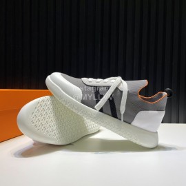 Hermes Cowhide Fabric Casual Sneakers For Men Gray