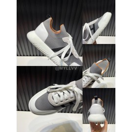 Hermes Cowhide Fabric Casual Sneakers For Men Gray
