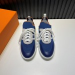 Hermes Cowhide Fabric Casual Sneakers For Men Blue