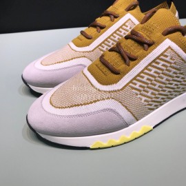 Hermes Casual Cowhide Flying Woven Sneakers For Men Brown