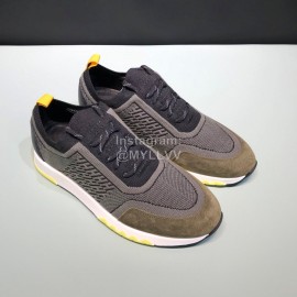 Hermes Casual Cowhide Flying Woven Sneakers For Men Gray