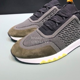 Hermes Casual Cowhide Flying Woven Sneakers For Men Gray