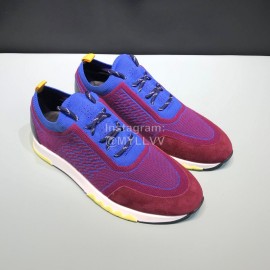 Hermes Casual Cowhide Flying Woven Sneakers For Men Purplish Red