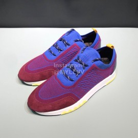 Hermes Casual Cowhide Flying Woven Sneakers For Men Purplish Red