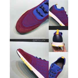 Hermes Casual Cowhide Flying Woven Sneakers For Men Purplish Red