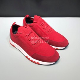 Hermes Casual Cowhide Flying Woven Sneakers For Men Red