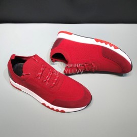 Hermes Casual Cowhide Flying Woven Sneakers For Men Red