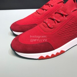 Hermes Casual Cowhide Flying Woven Sneakers For Men Red