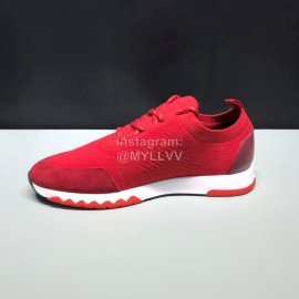 Hermes Casual Cowhide Flying Woven Sneakers For Men Red