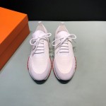 Hermes Casual Cowhide Flying Woven Sneakers For Men White
