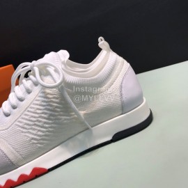 Hermes Casual Cowhide Flying Woven Sneakers For Men White