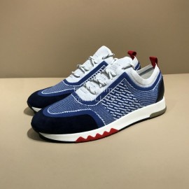 Hermes Casual Cowhide Flying Woven Sneakers For Men Blue