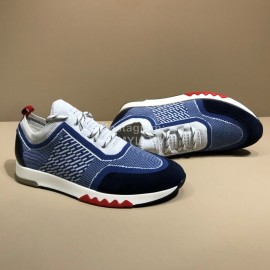 Hermes Casual Cowhide Flying Woven Sneakers For Men Blue