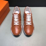 Hermes Casual Cowhide Sneakers For Men Brown