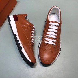 Hermes Casual Cowhide Sneakers For Men Brown