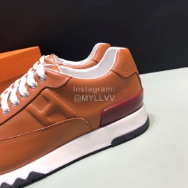 Hermes Casual Cowhide Sneakers For Men Brown