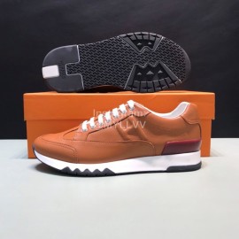 Hermes Casual Cowhide Sneakers For Men Brown