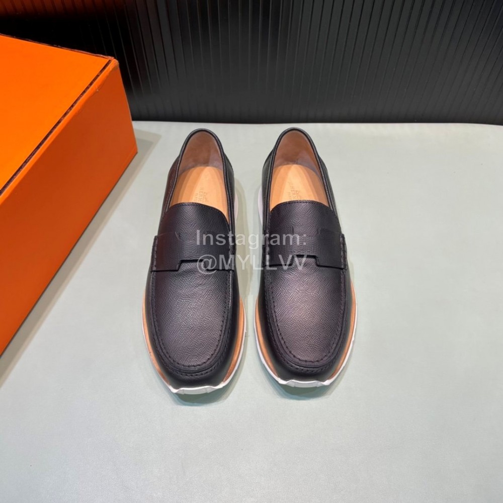 Hermes Palmprint Leather Casual Loafers For Men 
