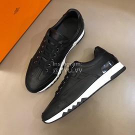 Hermes Summer Leather Casual Sneakers For Men Black